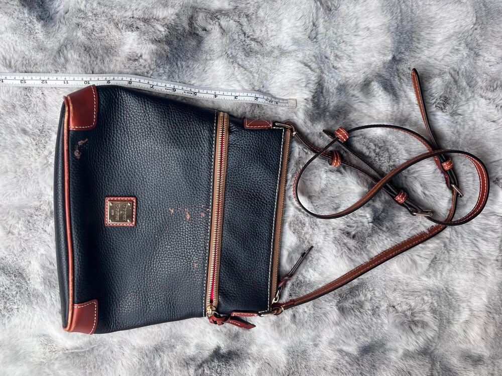 Dooney & Bourke Leather Crossbody Bag Black Brown Purse